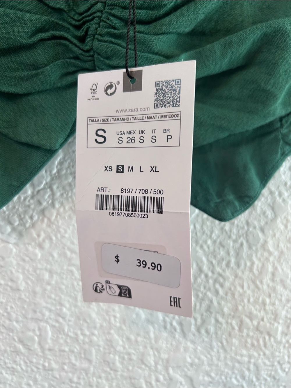 Zara Green Halter Vest Top Linen Cotton Blend Size Small - Picture 4 of 7